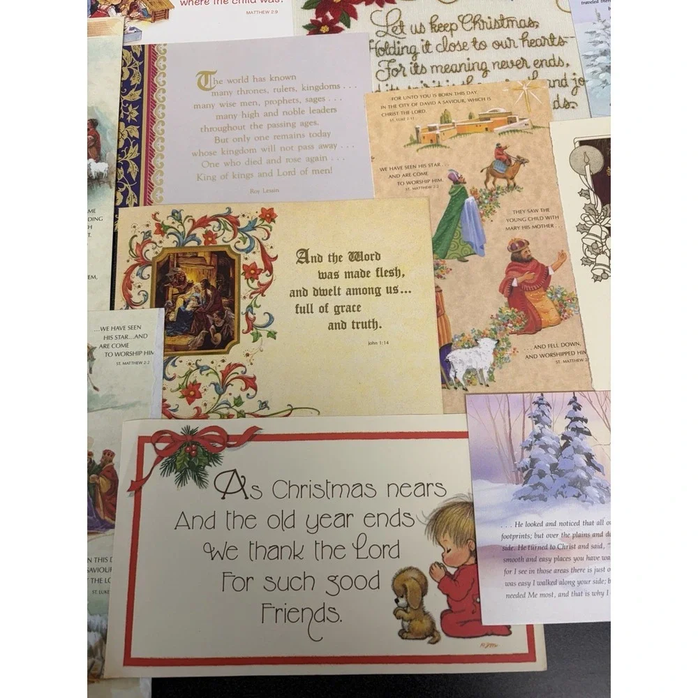 Vintage Christmas Cards Fronts ONLY Bible  Verses More Scrapbooking Crafts 50+